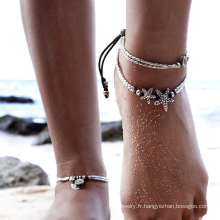 Shangjie OEM Tobillera Fashion Simple Bead Anklets Unique Rune Voir Star Charm Beach Chevus